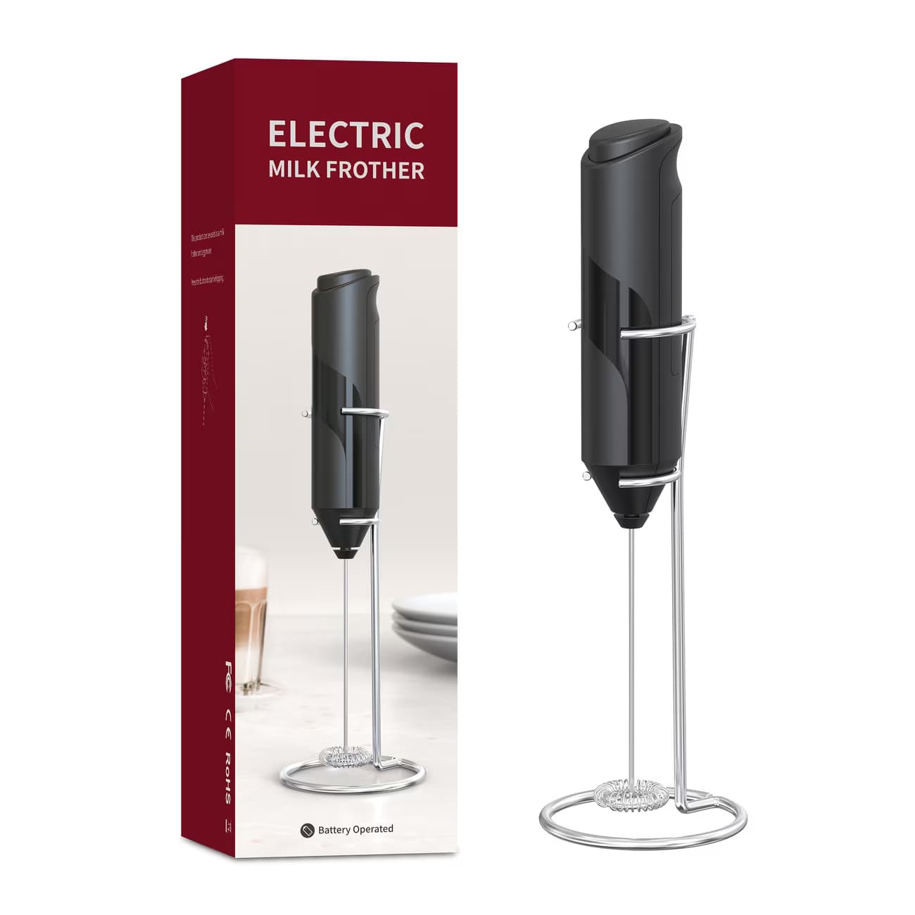 Electric Milk Forther Handheld  Mixer Set Battery-Powered