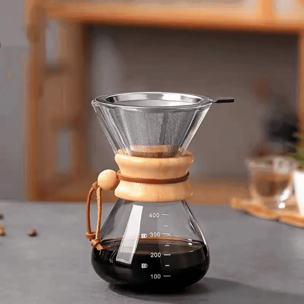 Premium Heat-Resistant Glass Coffee Pot Set with Measurement Marks 500ml