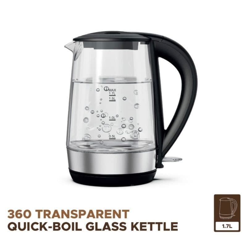 LEPRESSO 360 Transparent Quick Boil Glass Kettle 1.7L